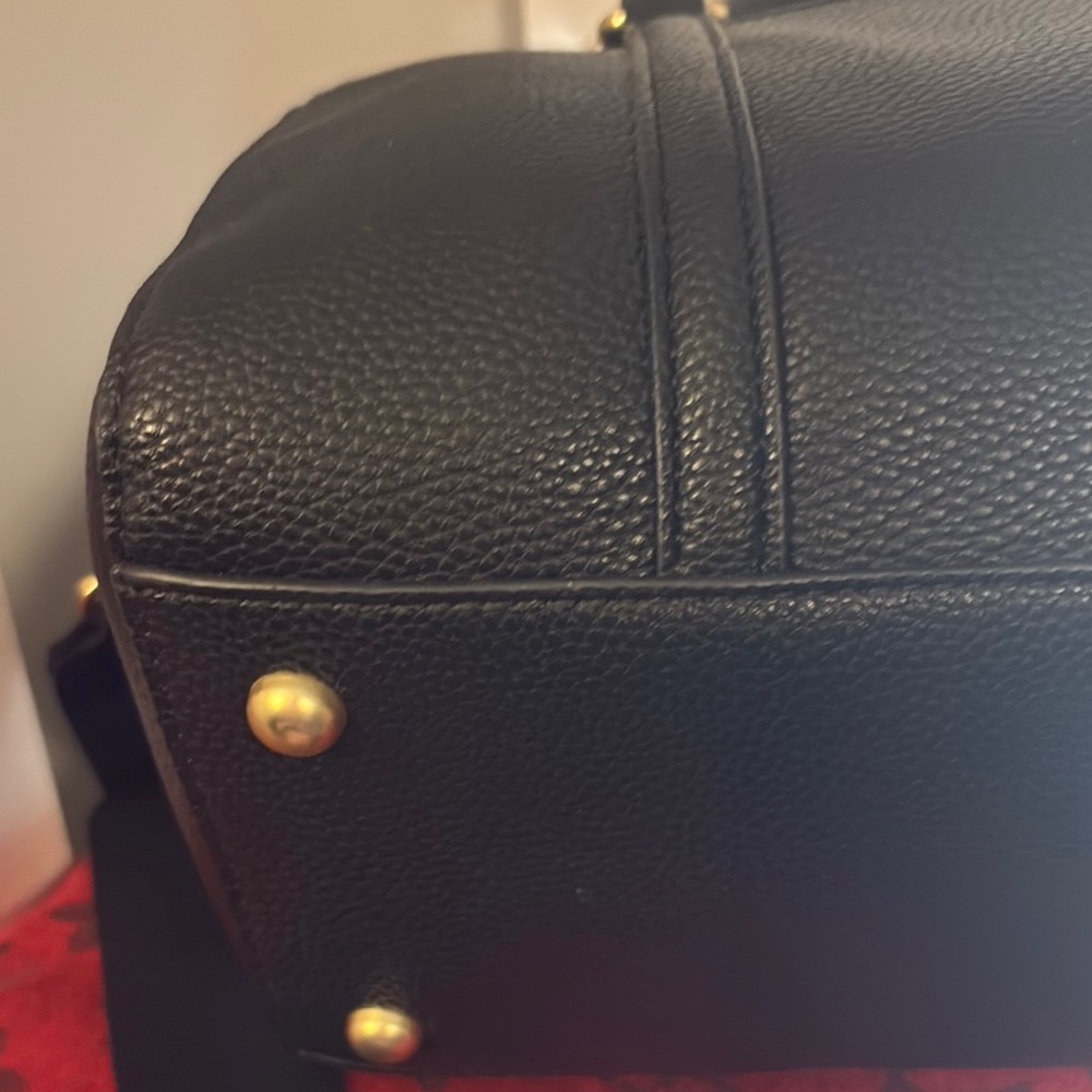 Nanette Lepore Black Pebbled Leather Satchel with Gold Charm - Picture 4 of 4